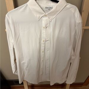 Rhone White Casual Button Down Shirt with Pointed Collar